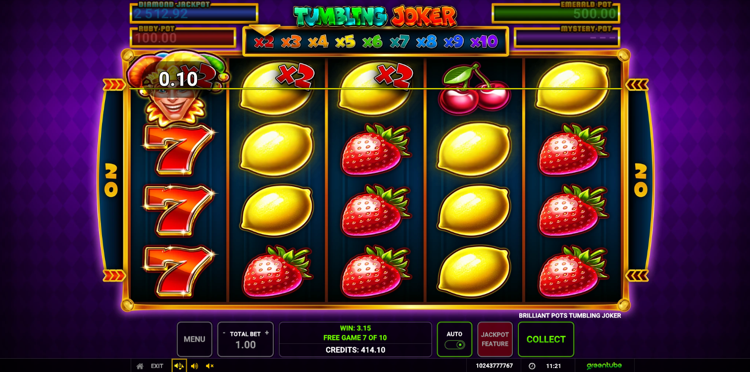 Brilliant Pots Tumbling Joker Free Spins