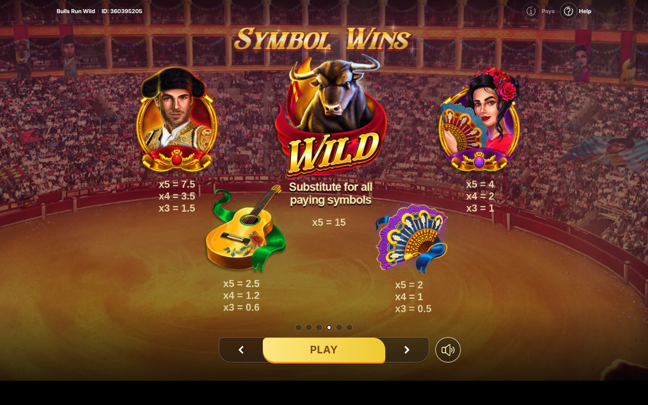 Bulls Run Wild information screen