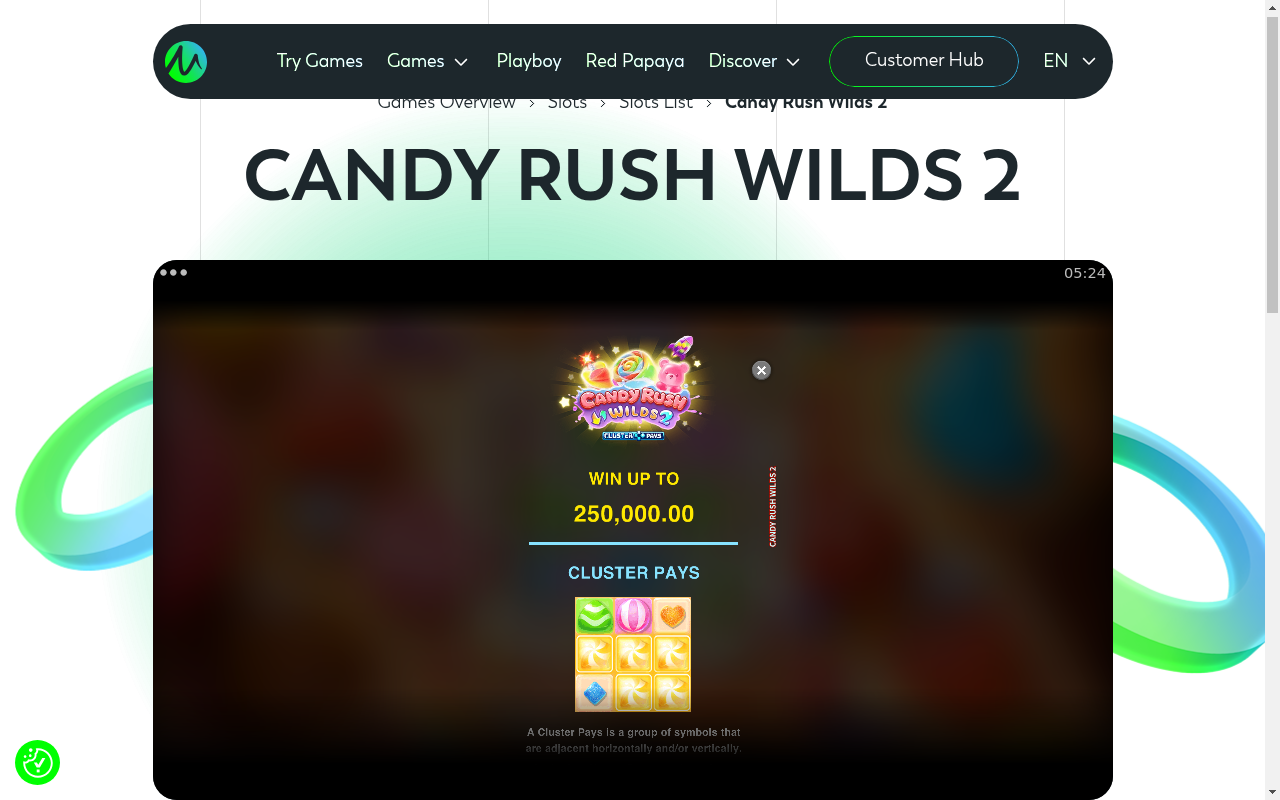 Candy Rush Wilds 2 information screen