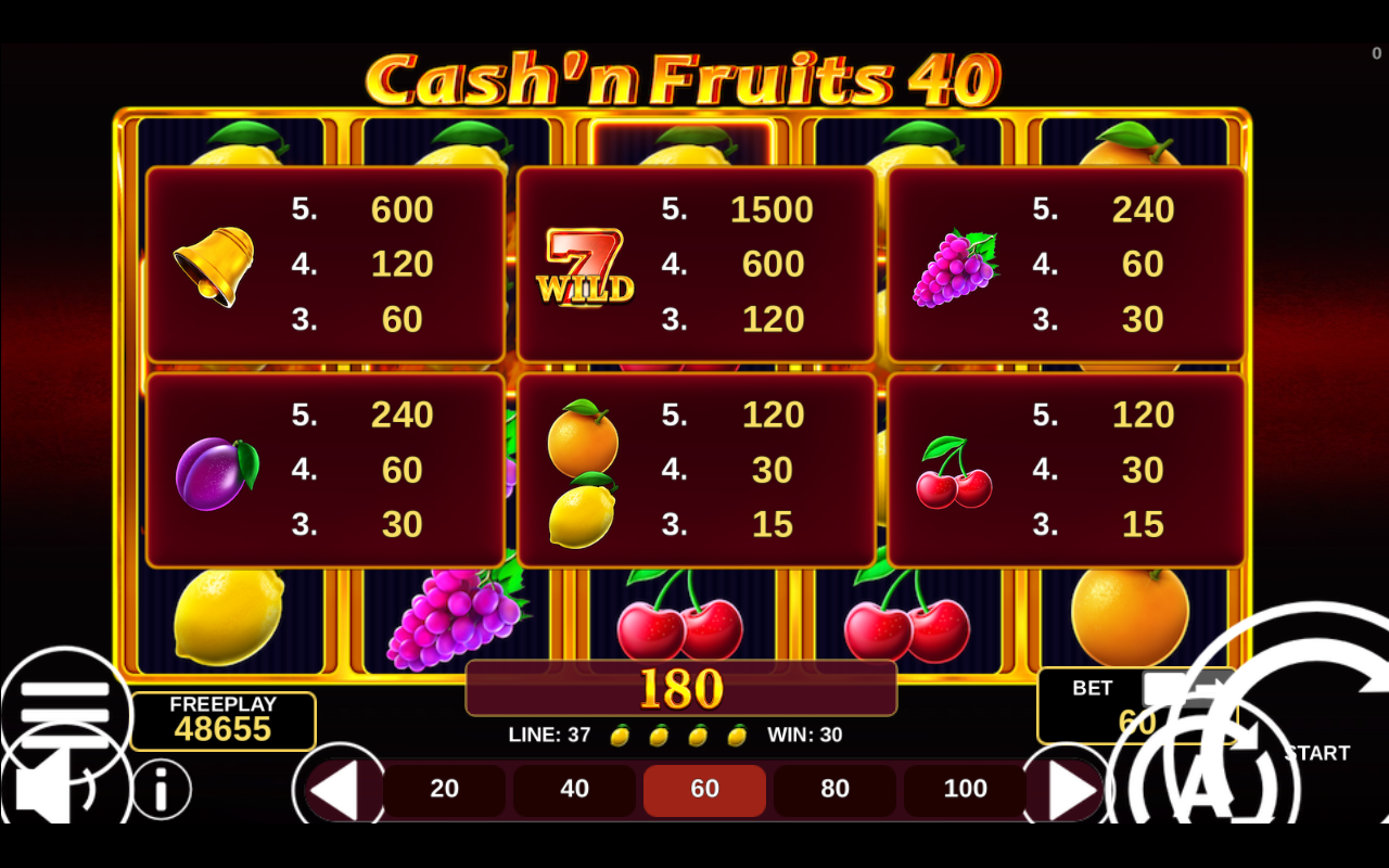 Cash'n Fruits 40 gameplay