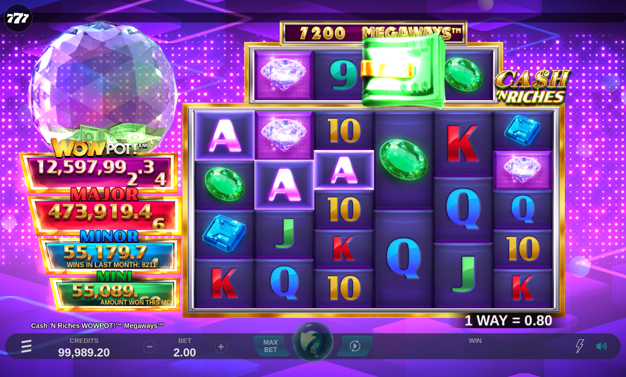 Cash 'N Riches WOWPOT! Megaways gameplay with ways count and jackpot ladder