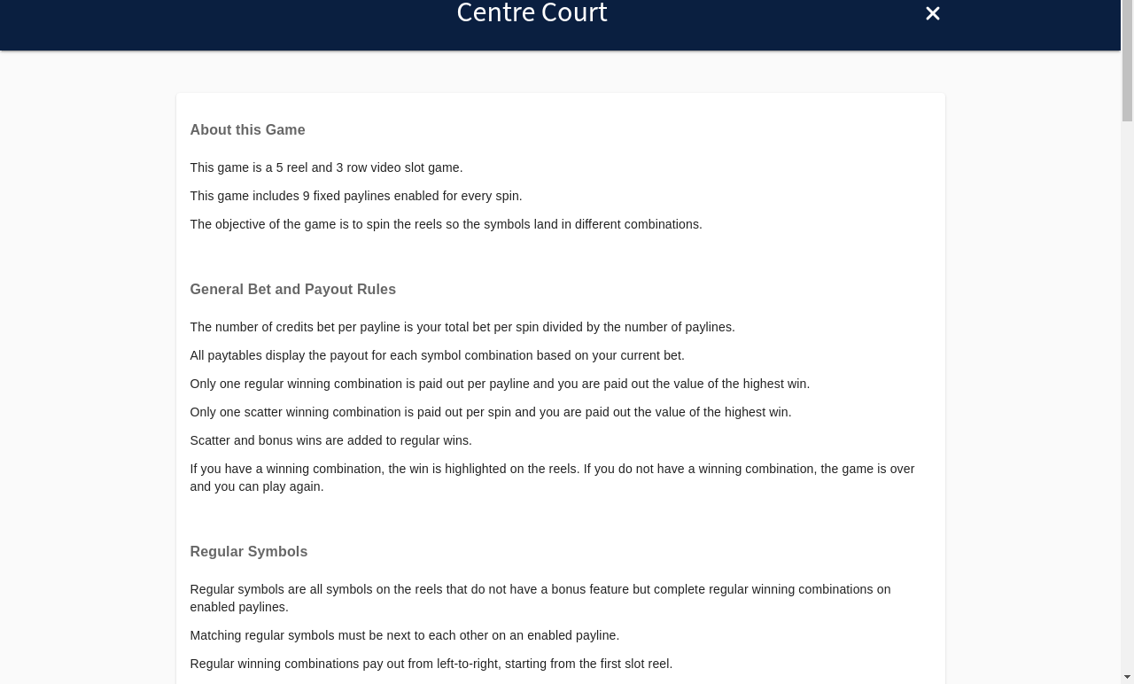 Centre Court wild and scatter rules