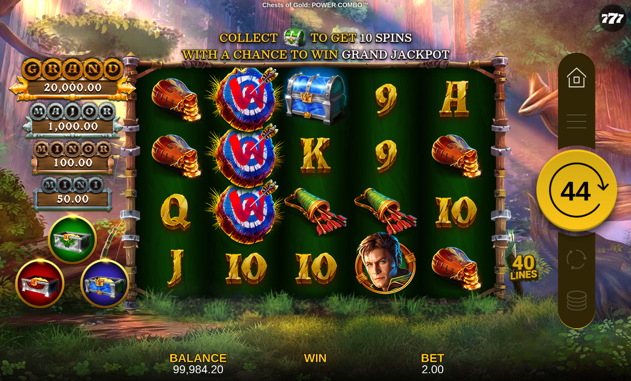 Chests of Gold: POWER COMBO mid-spin gameplay with stacked wilds