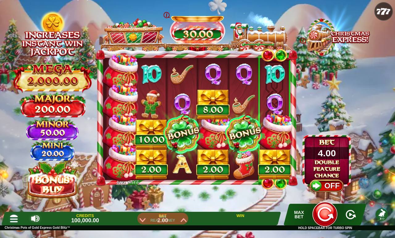 Christmas Pots of Gold Express Gold Blitz base game