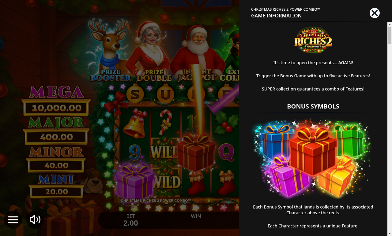Christmas Riches 2 Power Combo information screen