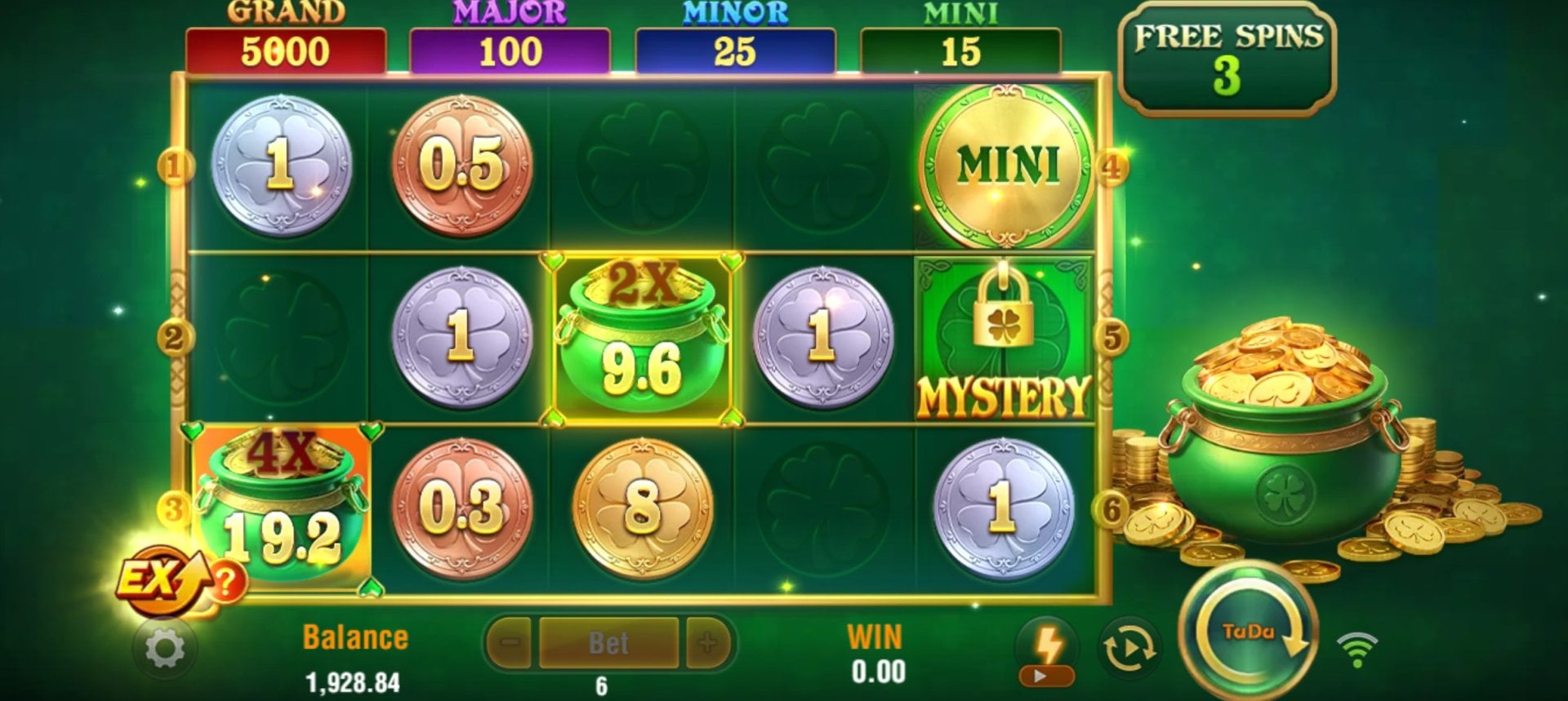 Clover Coins 3x5 Lock & Respin
