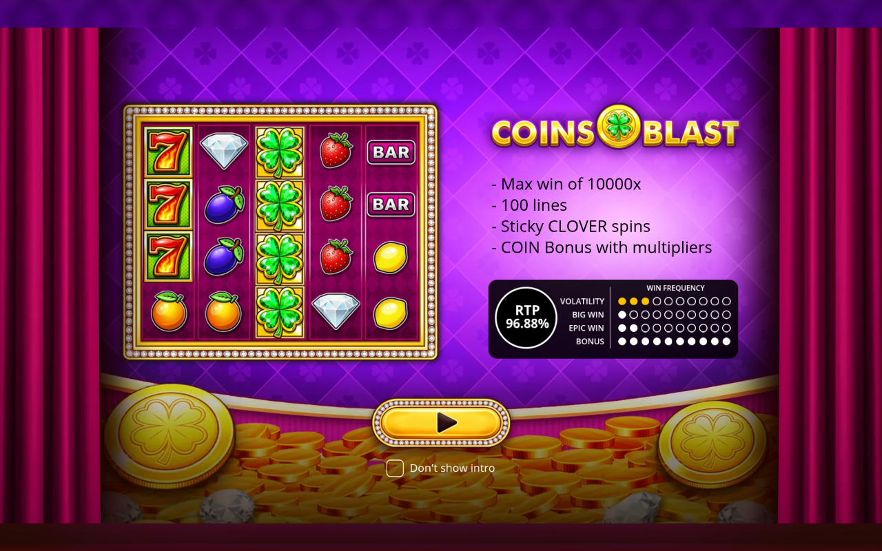 Coins Blast information screen