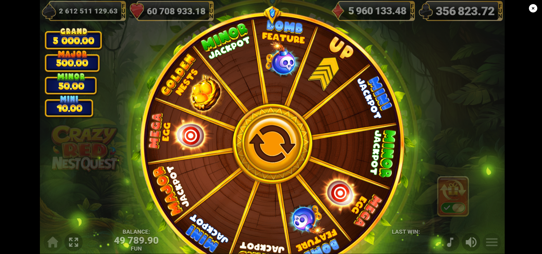 Crazy Red Nest Quest Wheel feature