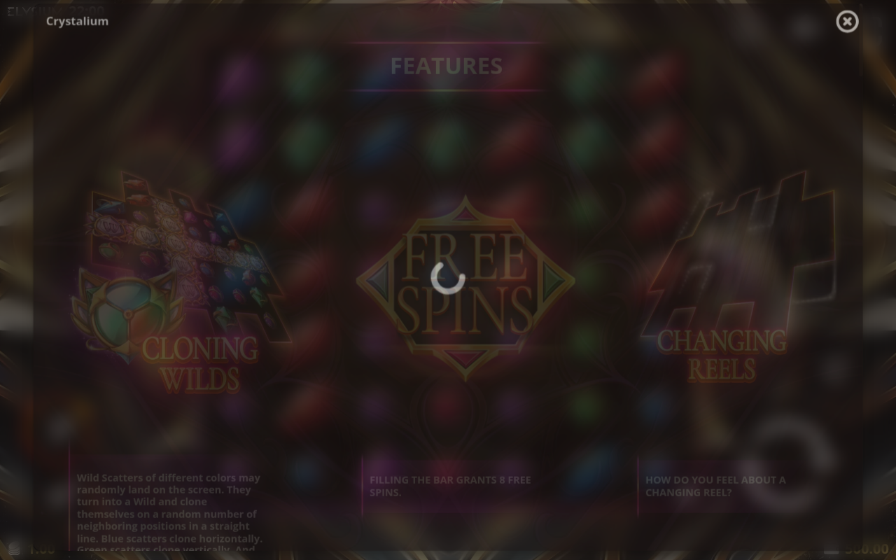 Crystalium information screen