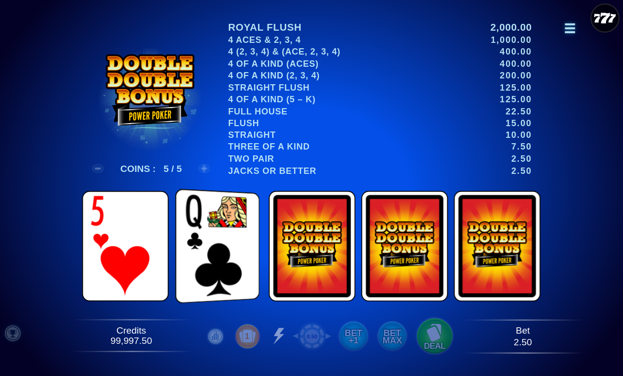 Double Double Bonus - Power Poker base game