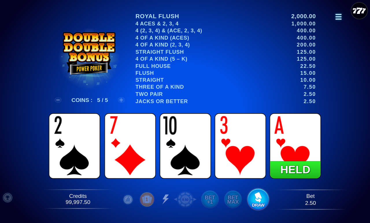 Double Double Bonus - Power Poker gameplay