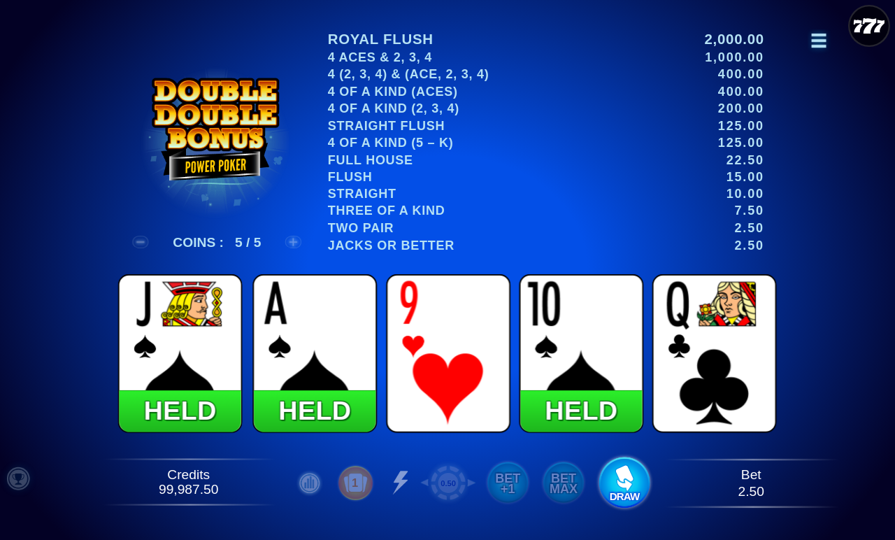 Double Double Bonus - Power Poker gameplay
