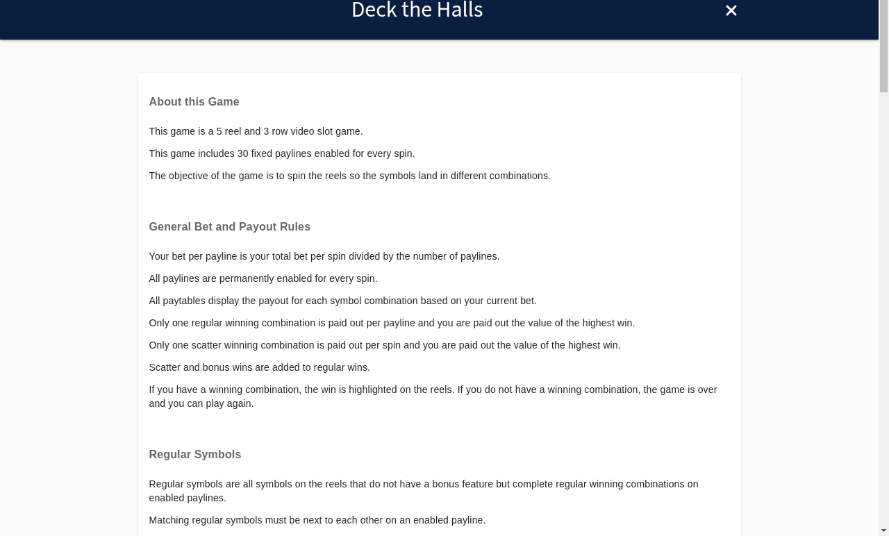 Deck the Halls information screen