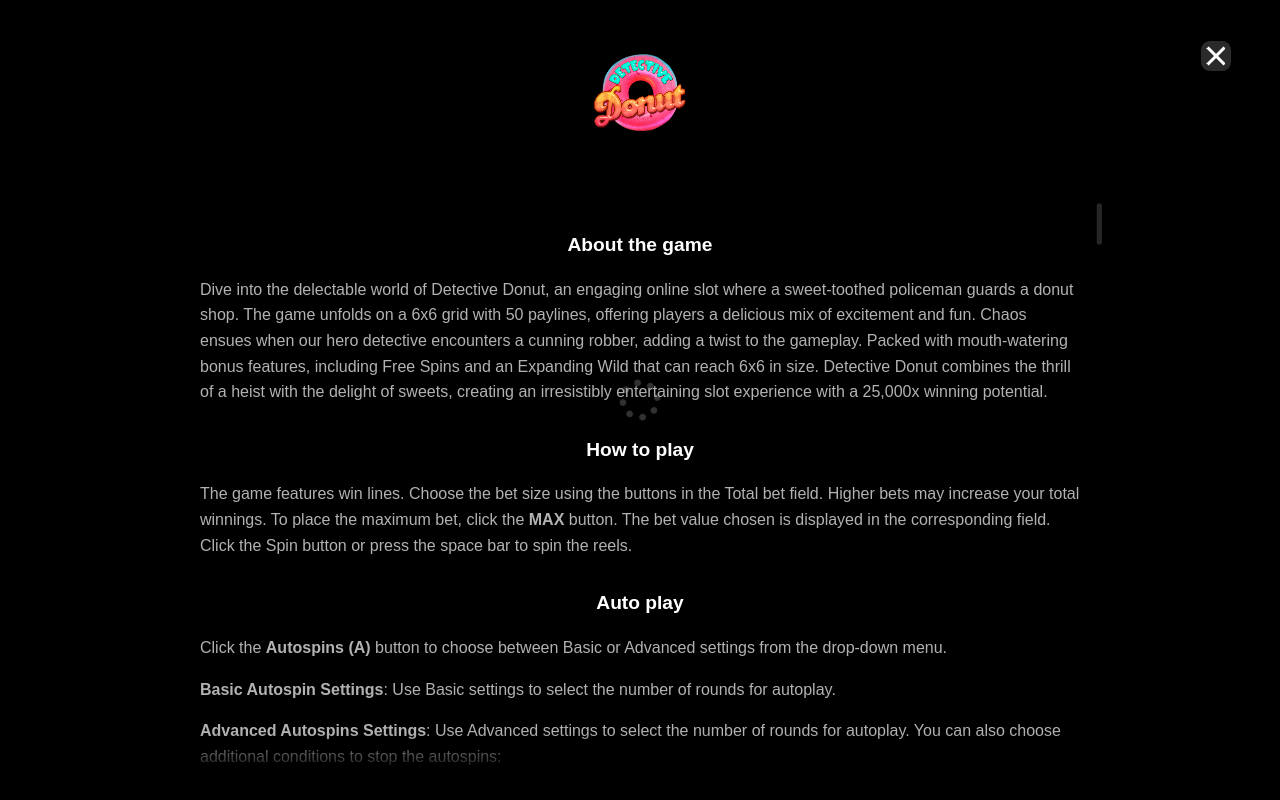 Detective Donut information screen