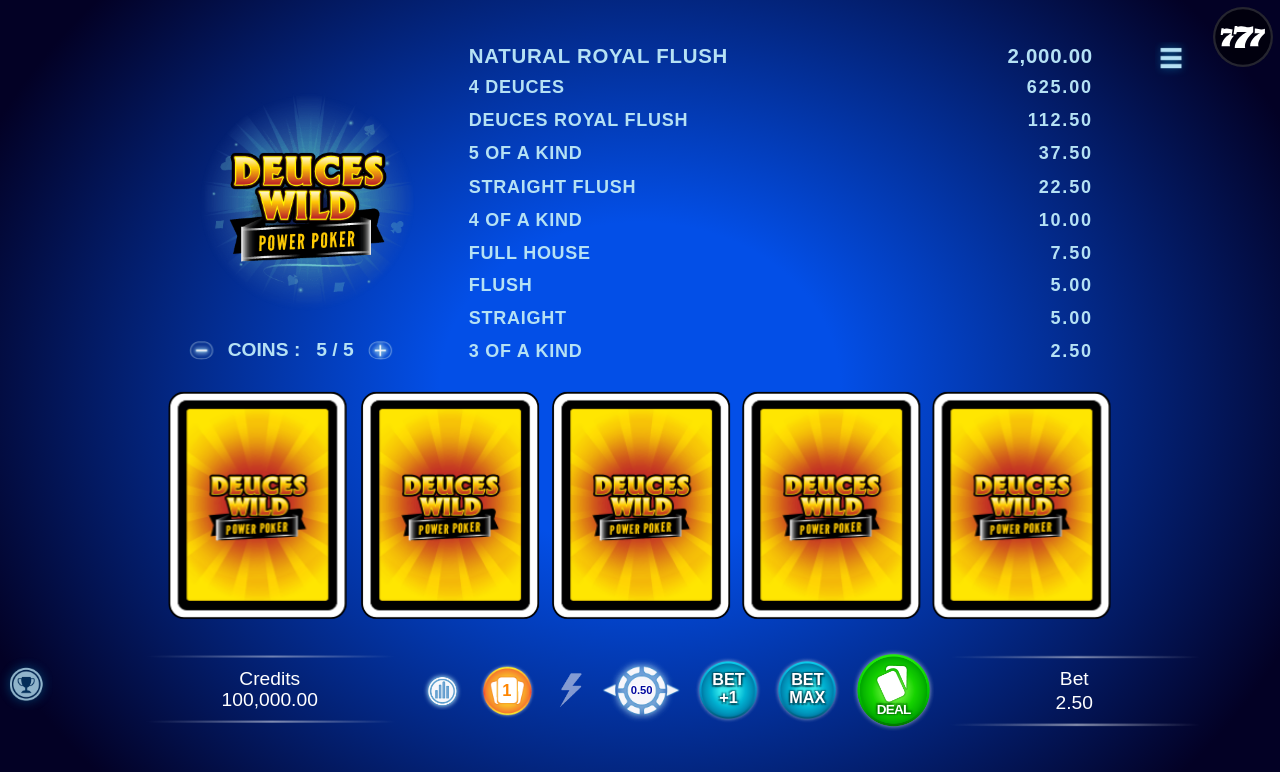 Deuces Wild - Power Poker base game