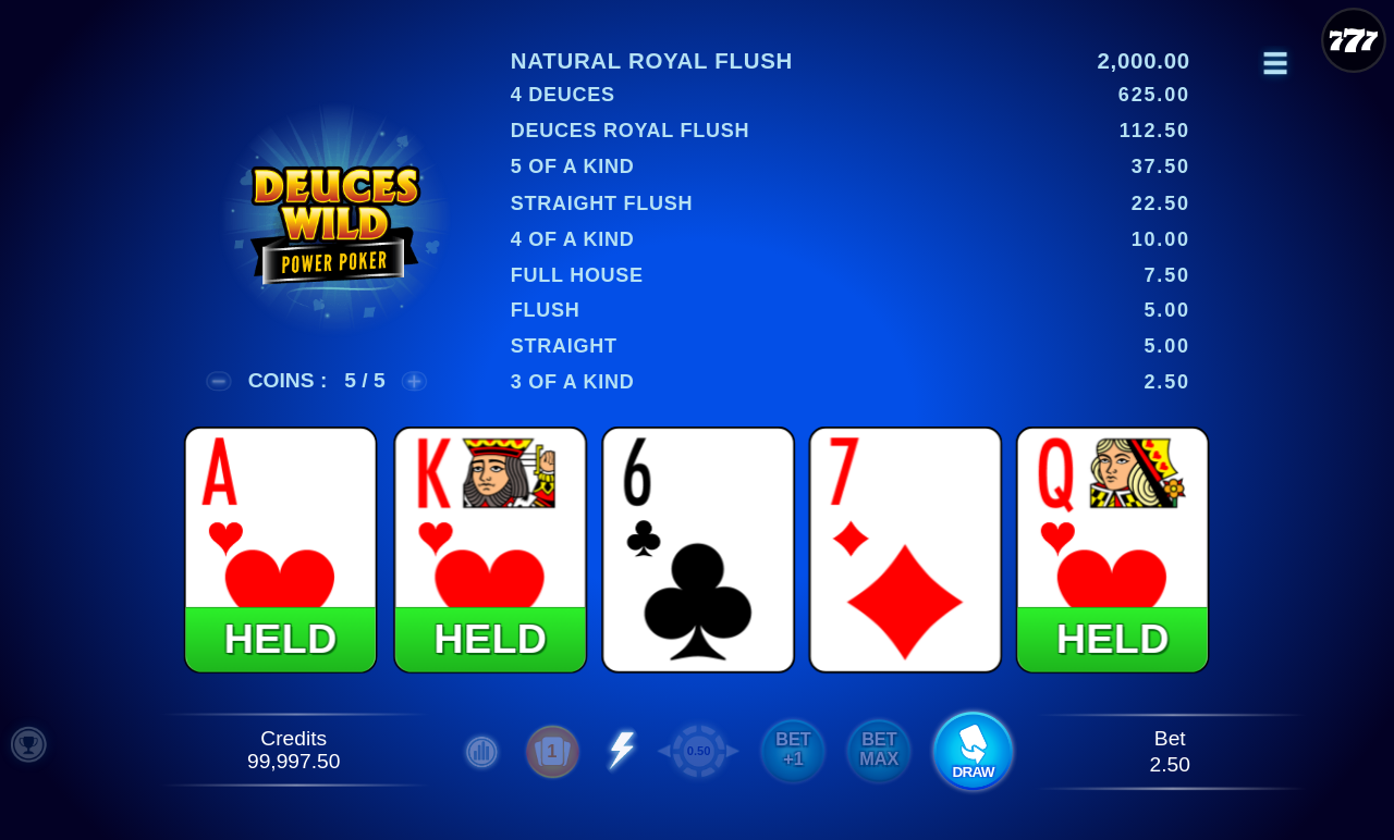 Deuces Wild - Power Poker gameplay