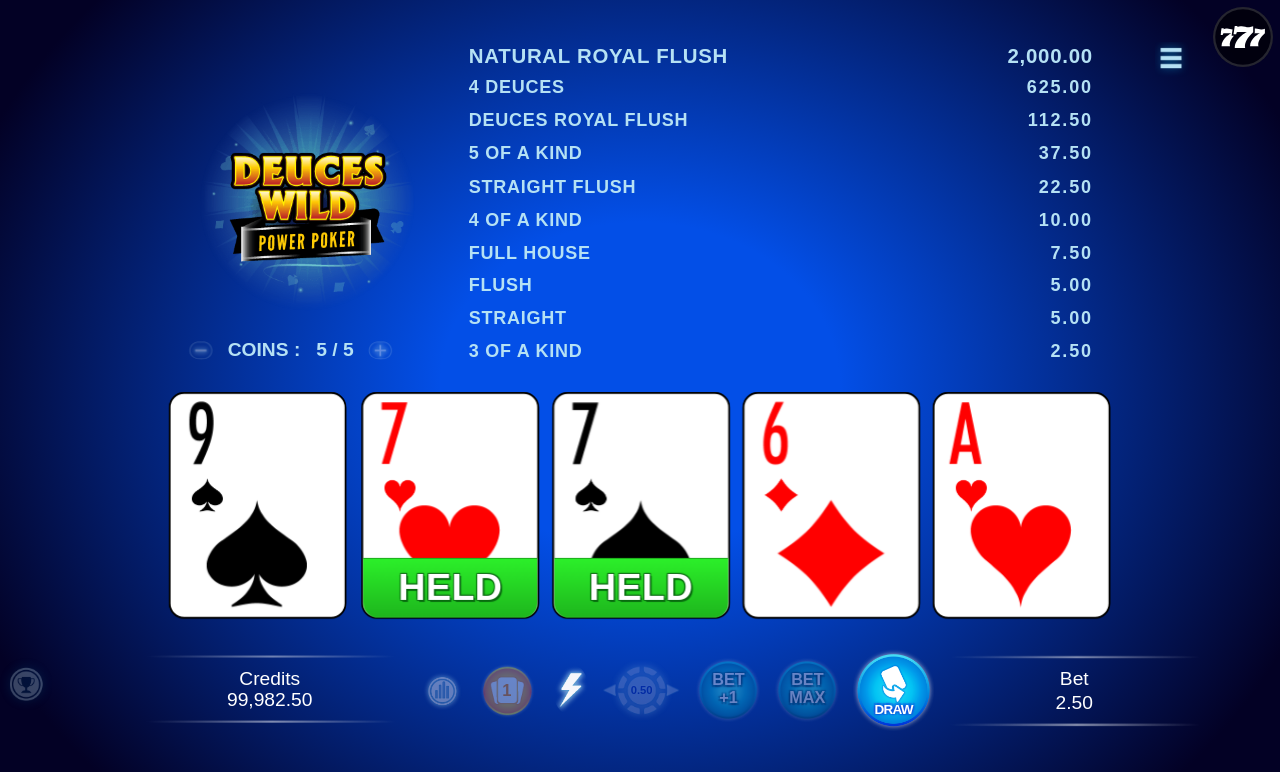 Deuces Wild - Power Poker gameplay