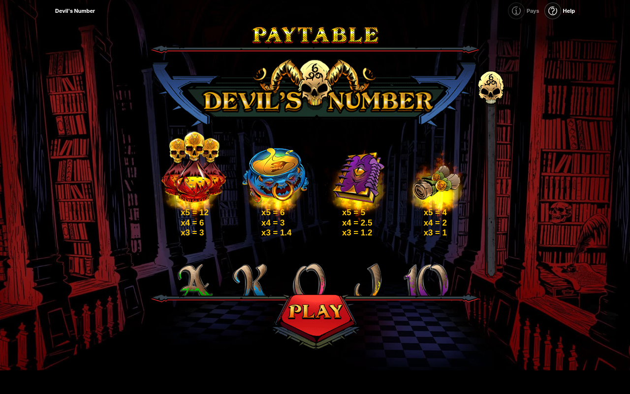 Devil's Number information screen