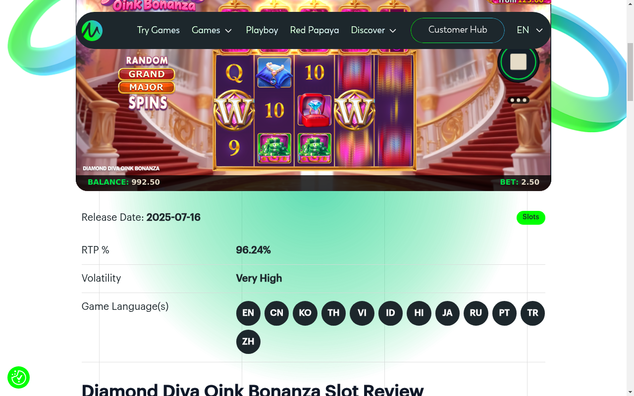 Diamond Diva Oink Bonanza gameplay