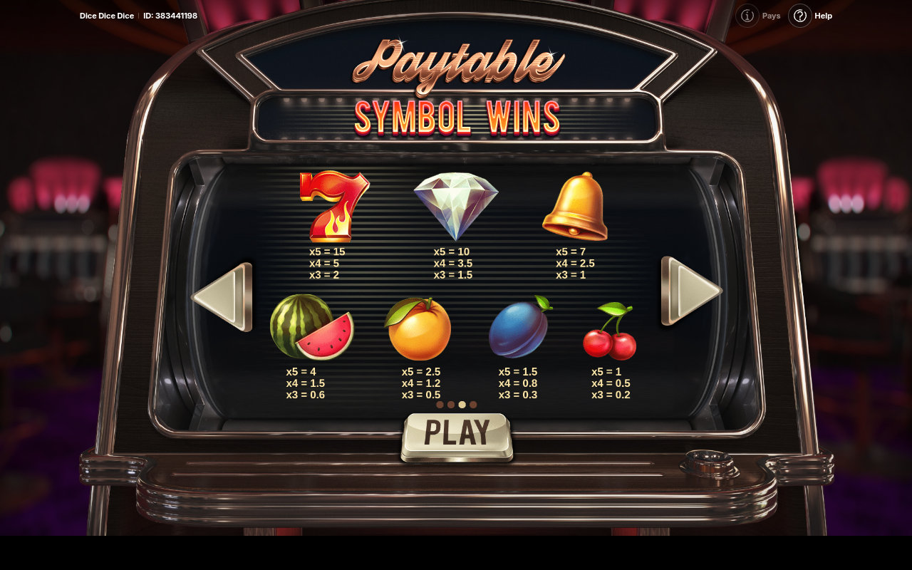 Dice Dice Dice information screen