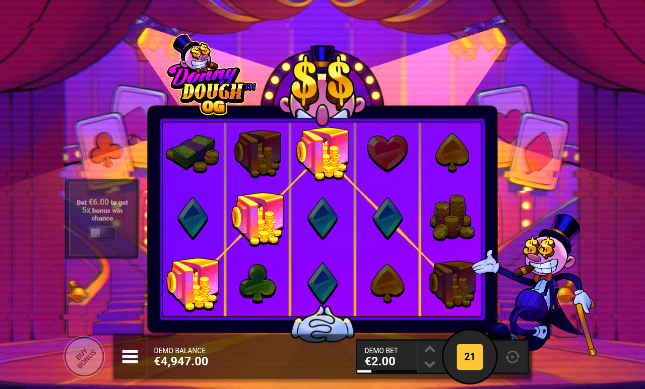 Donny Dough OG payline win with coin symbols