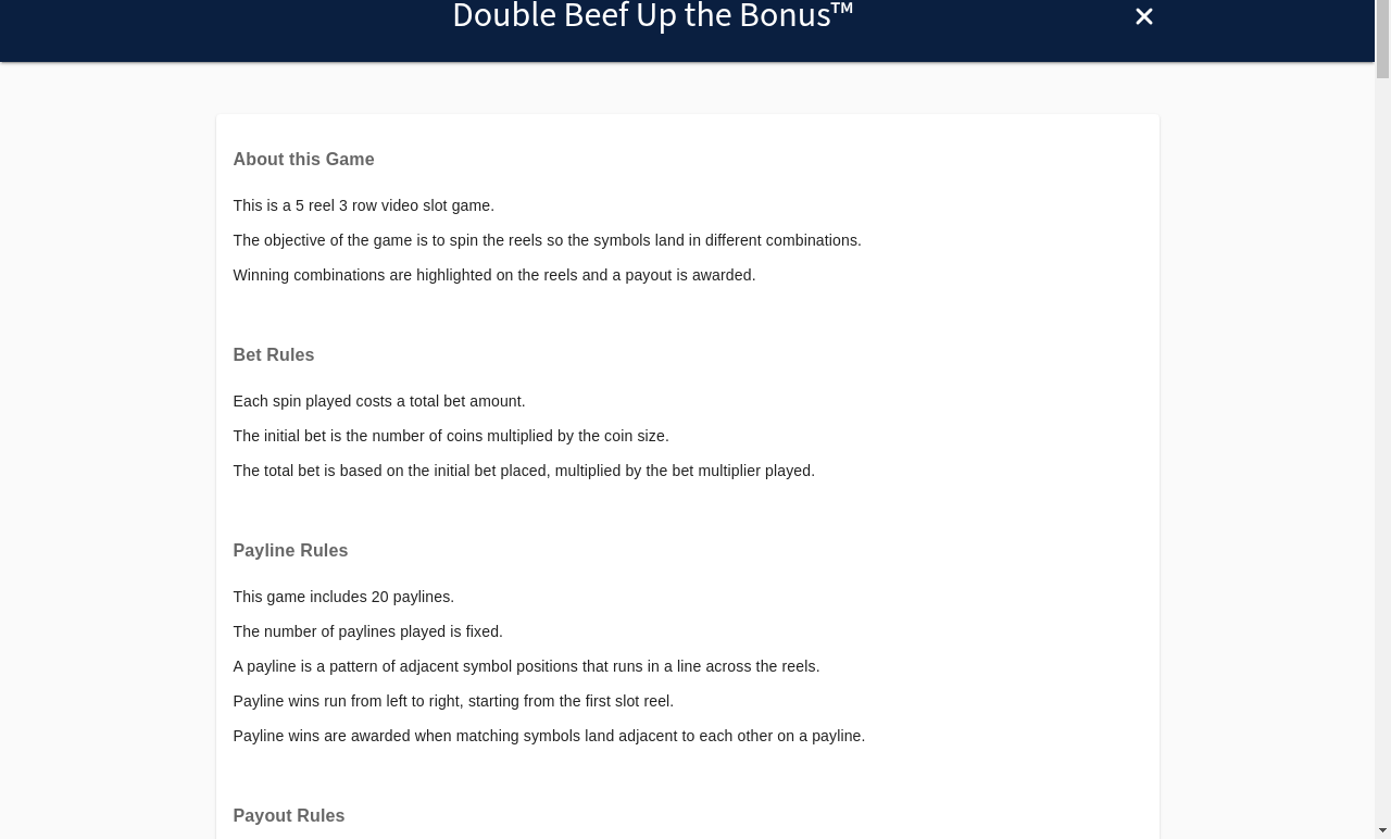 Double Beef Up The Bonus information screen