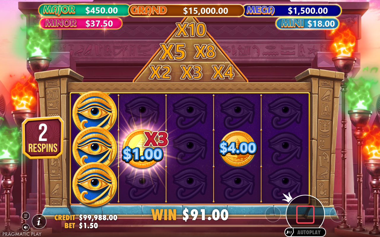 The wheel of fortune and jackpot figures during play