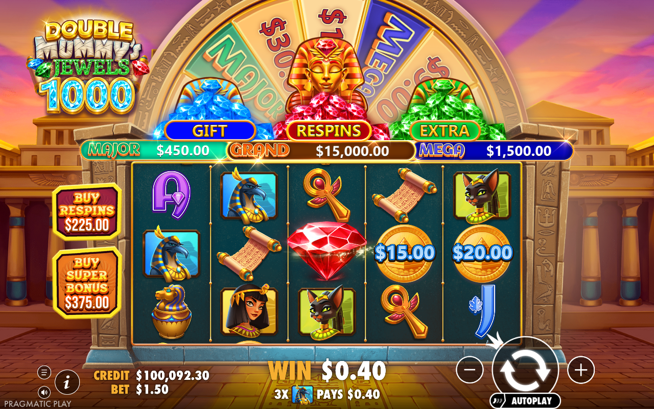 A win showing on the reels during the respins round