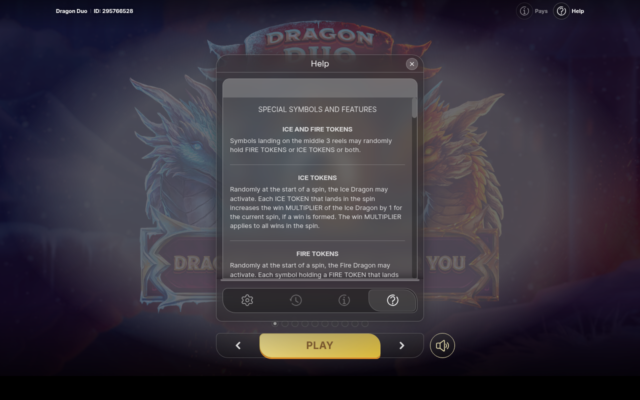 Dragon Duo information screen