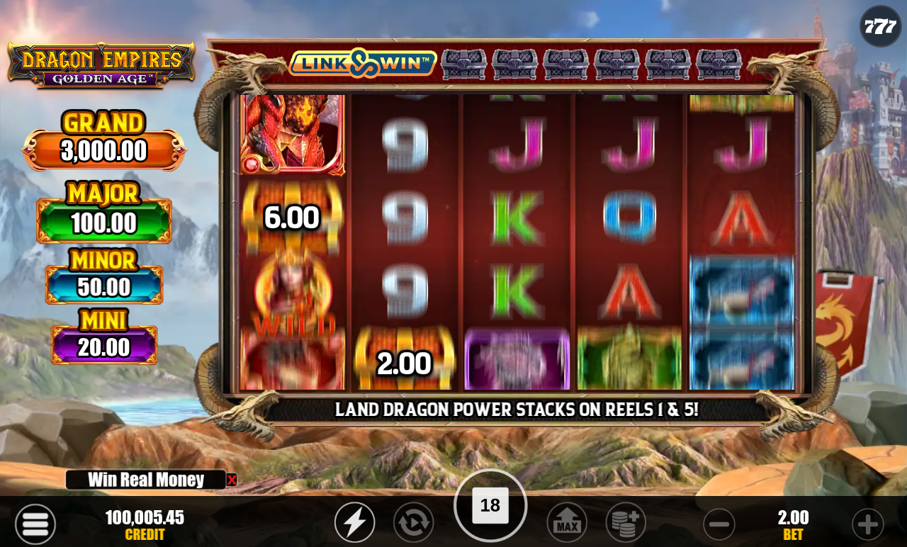 Dragon Empires Golden Age Dragon Power Stack landing on the reels