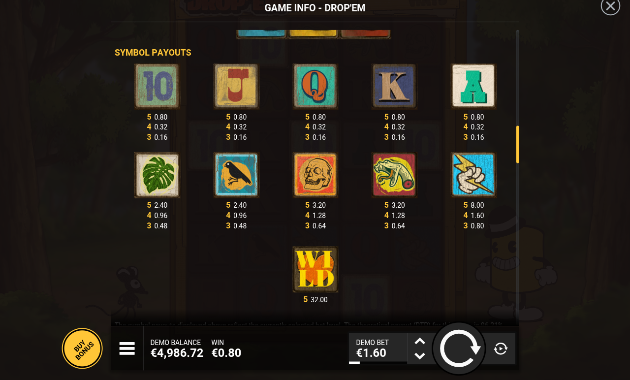 Drop em information screen