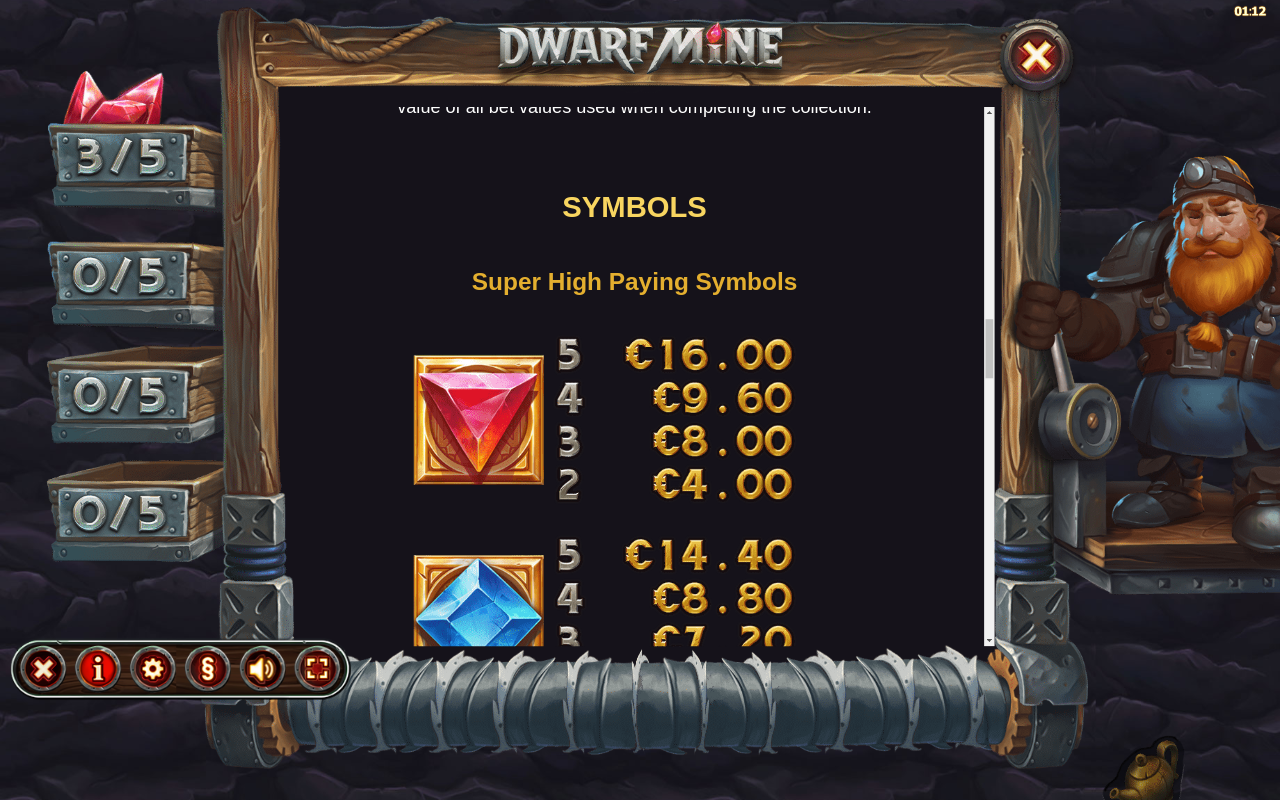 Dwarf Mine information screen