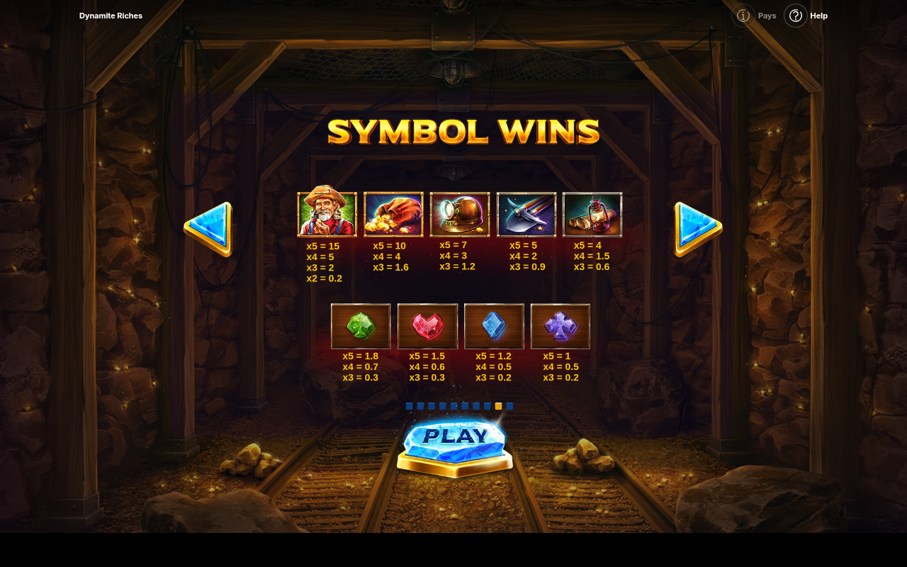 Dynamite Riches game progress information