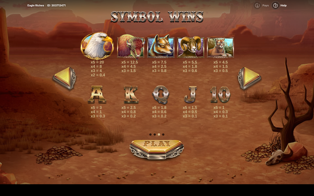 Eagle Riches information screen