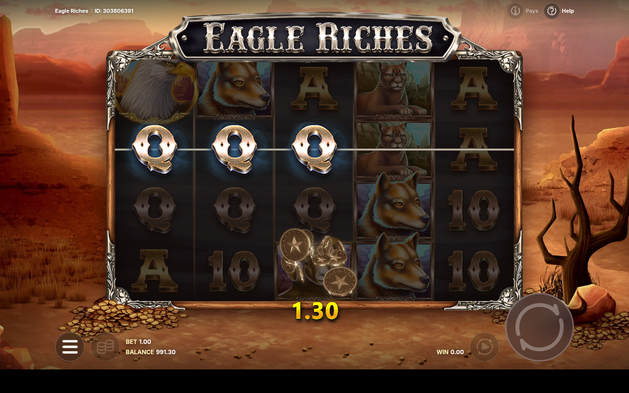 Eagle Riches gameplay showing the Eagle Spins trigger