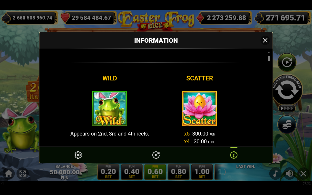 Easter Frog Dice wild symbol information
