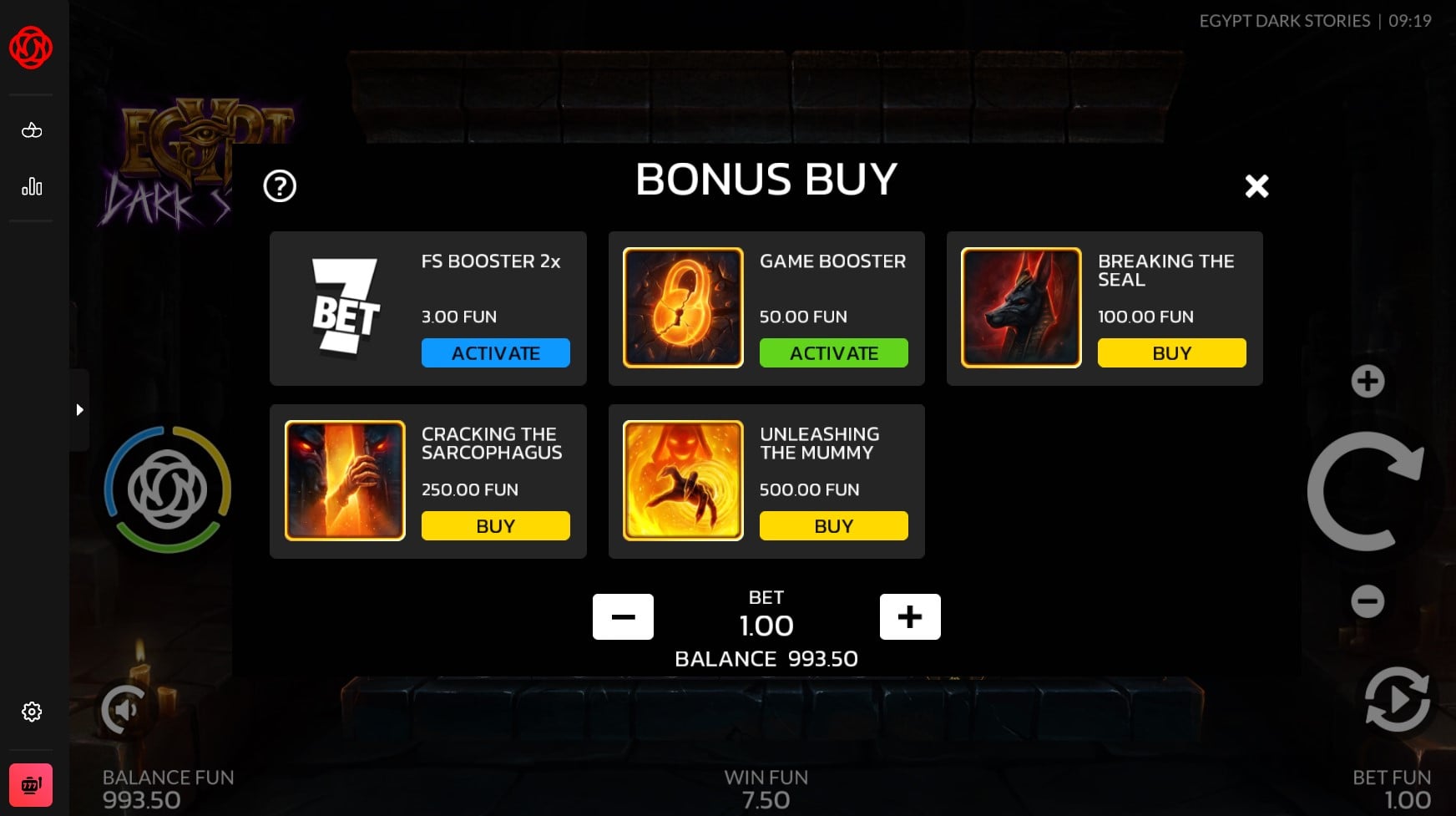 Egypt Dark Stories Buy Bonus Menu