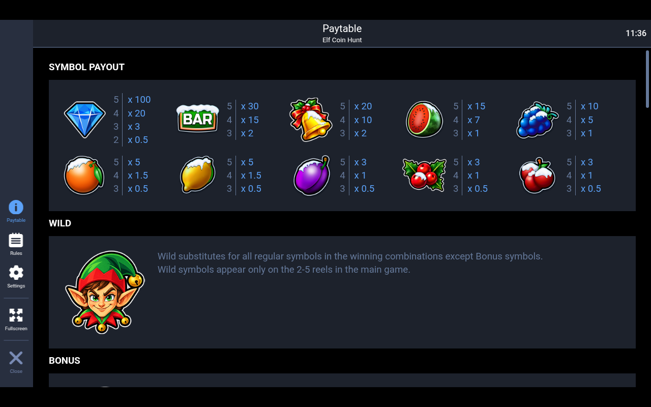 Elf Coin Hunt information screen