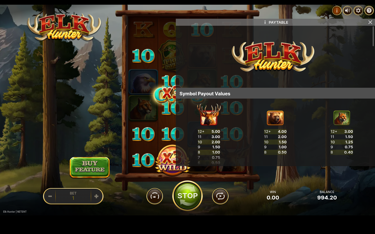 Elk Hunter information screen