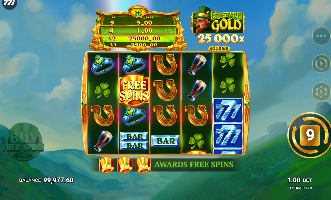 Emerald Gold free spins award