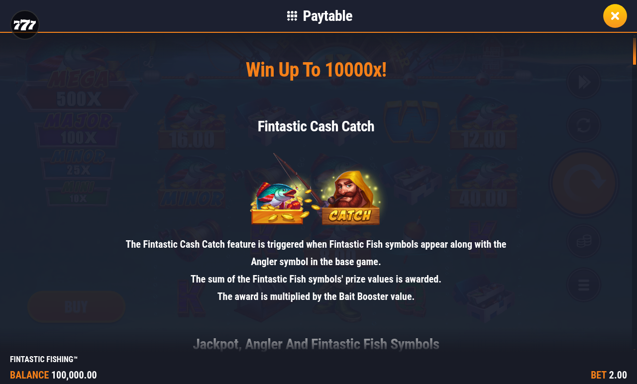 Fintastic Fishing information screen