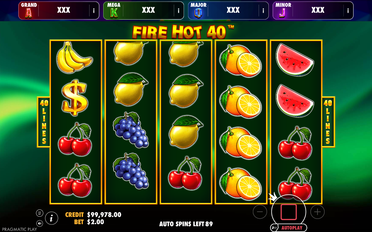 Fire Hot 40 Jackpot Play gameplay with jackpot meters