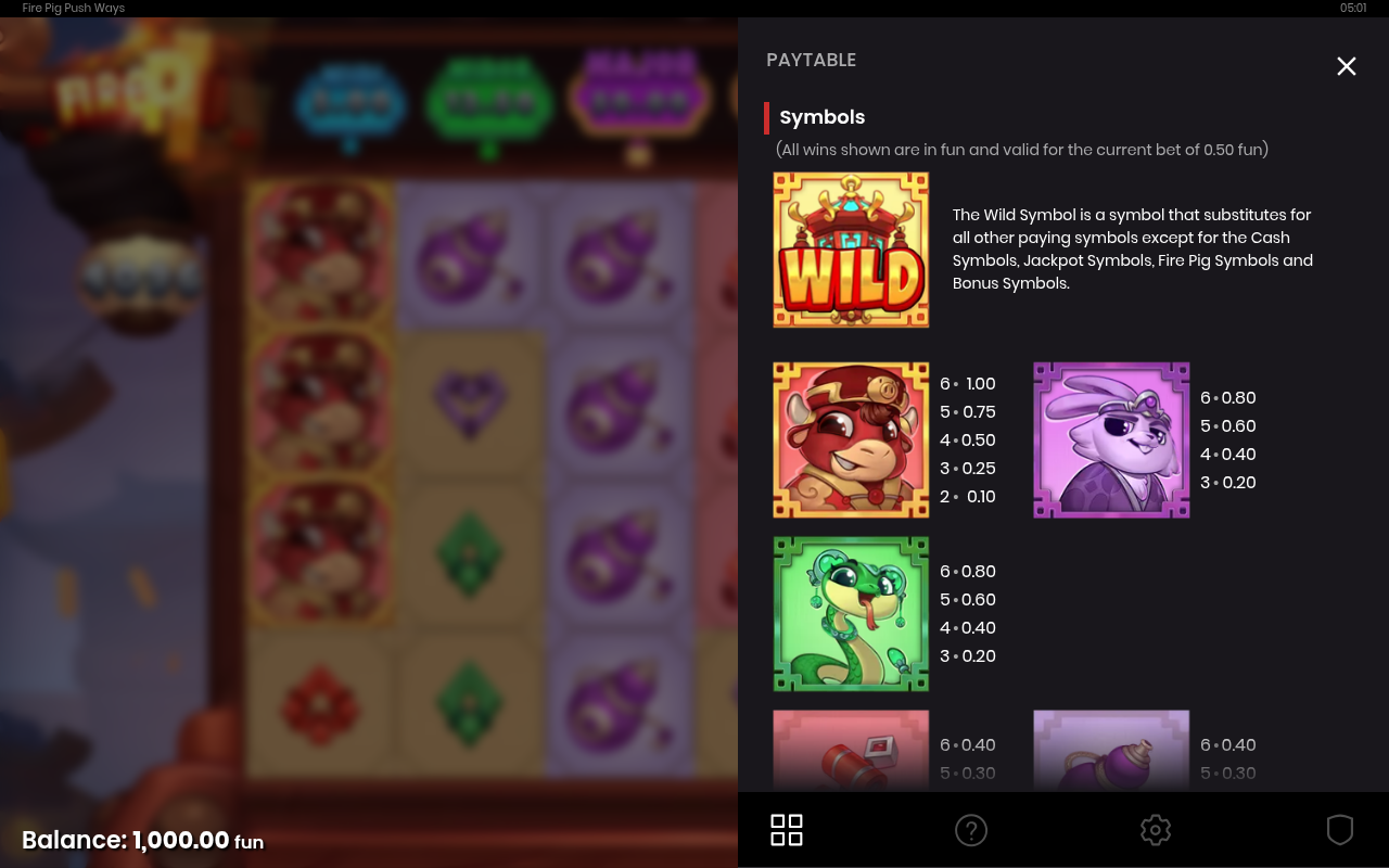 Fire Pig Push Ways Wild Symbol rules