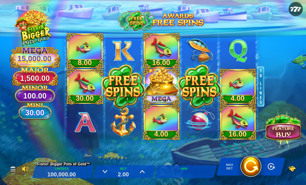 Fishin' BIGGER Pots Of Gold base game