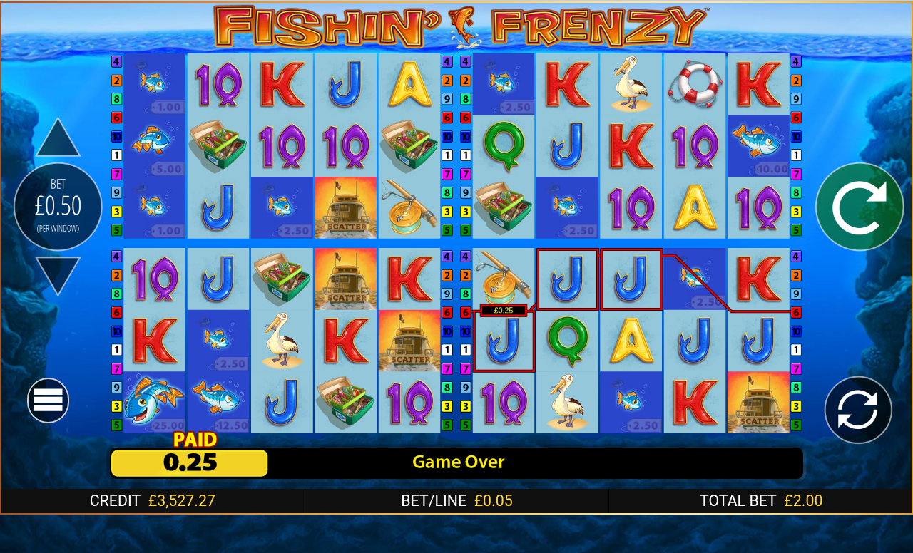 Fishin Frenzy Power 4 Slots base game