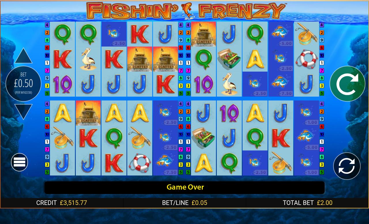 Fishin Frenzy Power 4 Slots gameplay