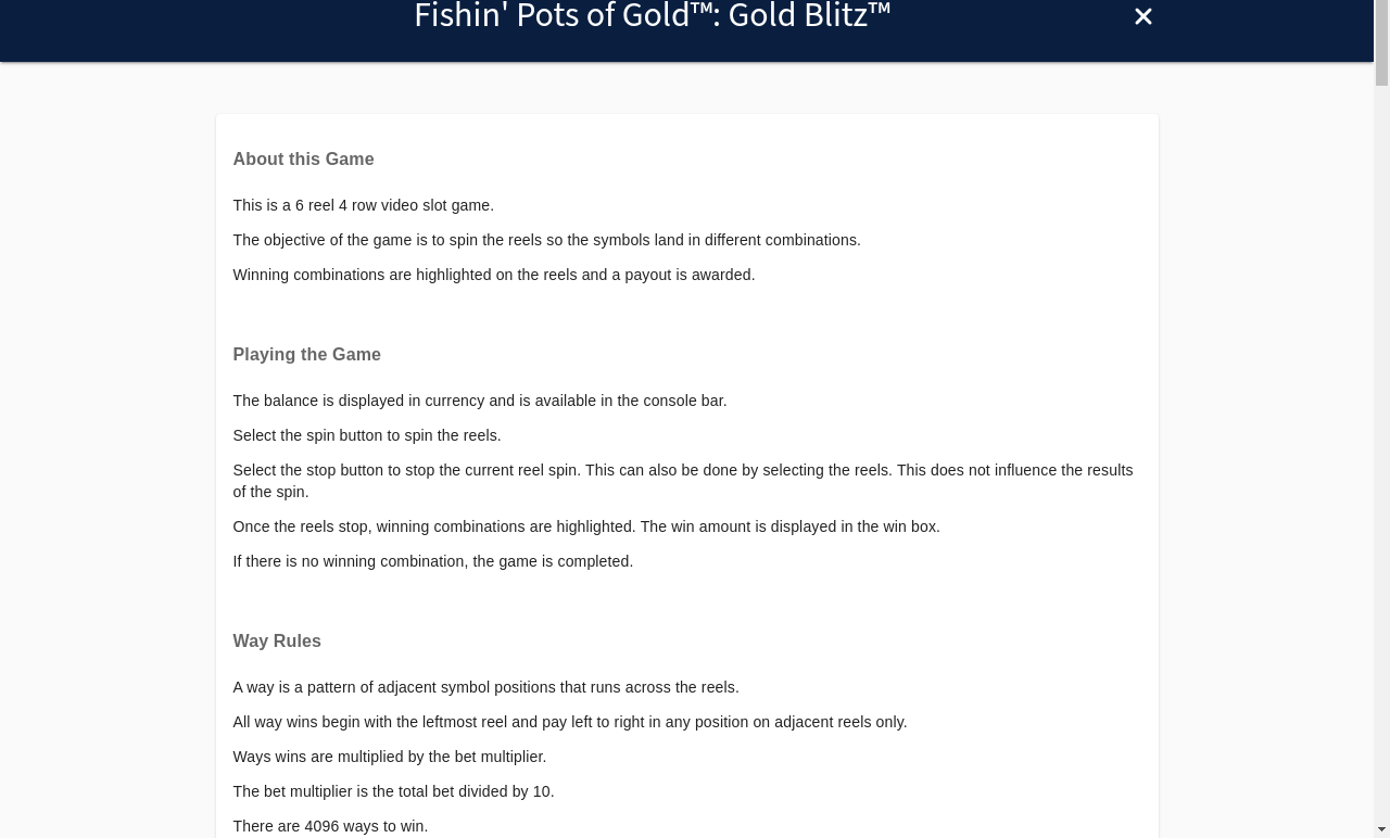 Fishin' Pots of Gold: Gold Blitz ways and symbols rules
