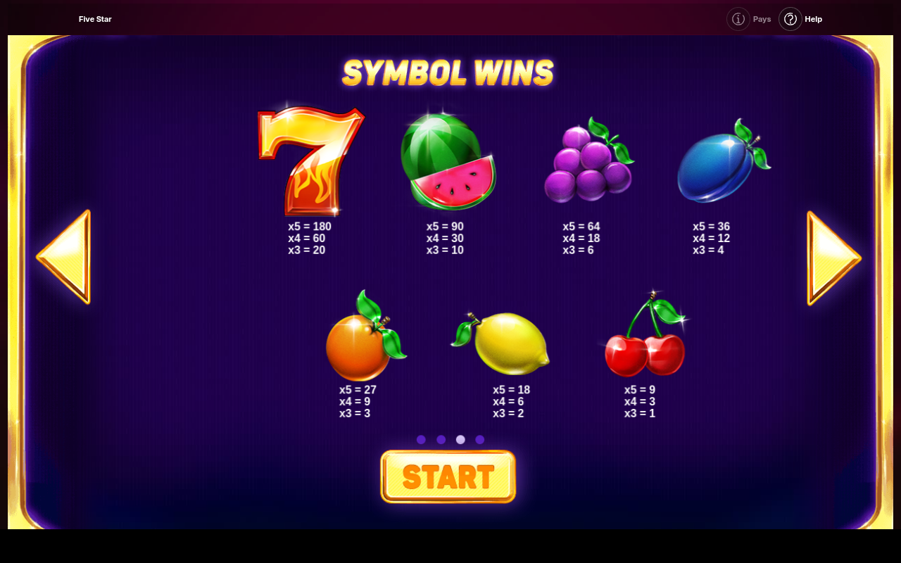 Five Star information screen