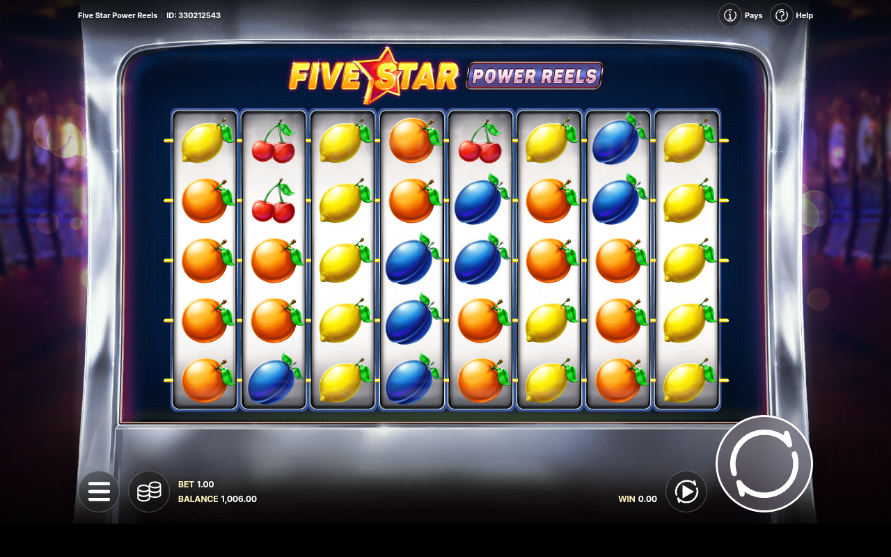 Five Star Power Reels gameplay with the Five Star symbols in view