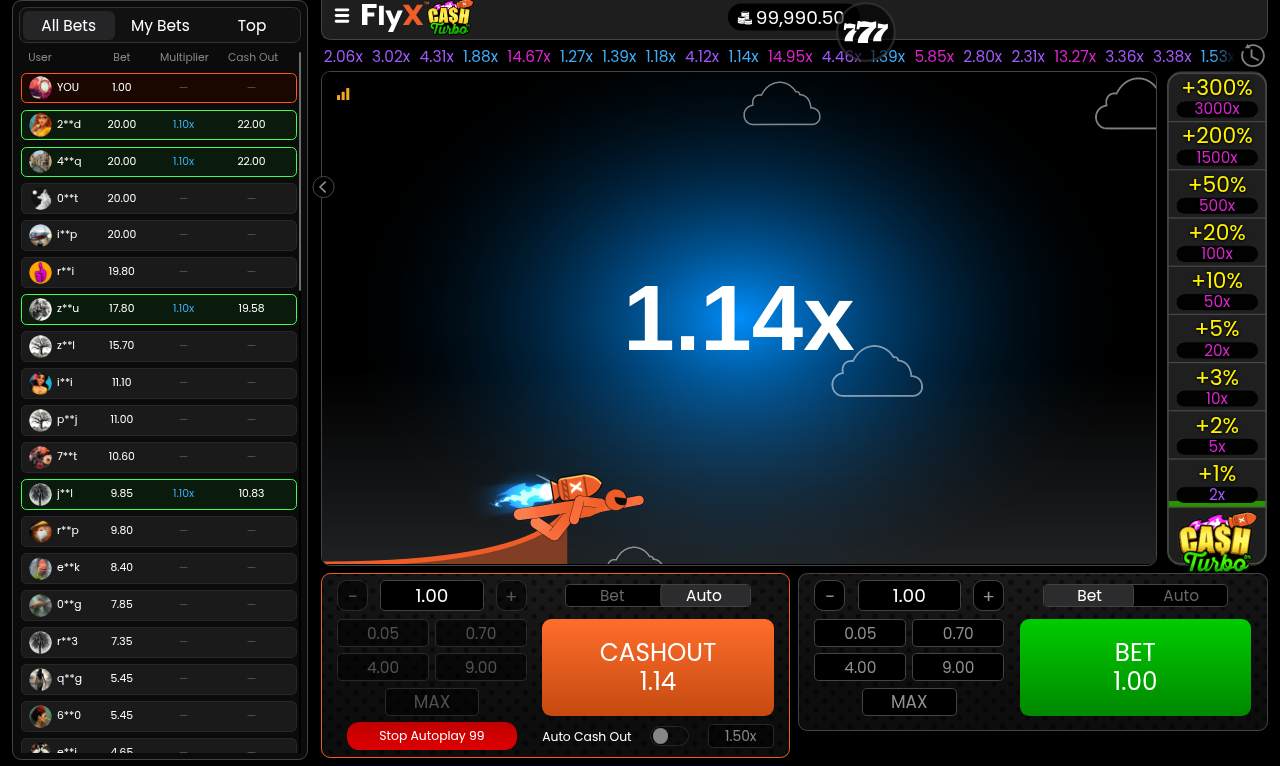 FlyX Cash Turbo gameplay